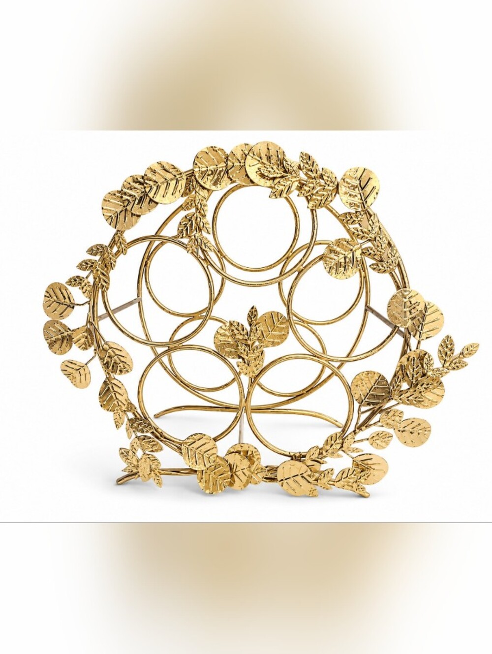 Anthropologie Gold Leaf Metal Wine Rack